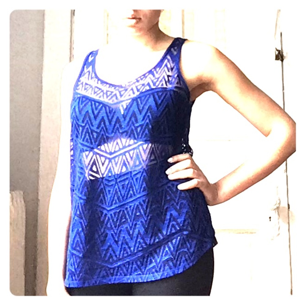 Sheer Geometric Tank Top